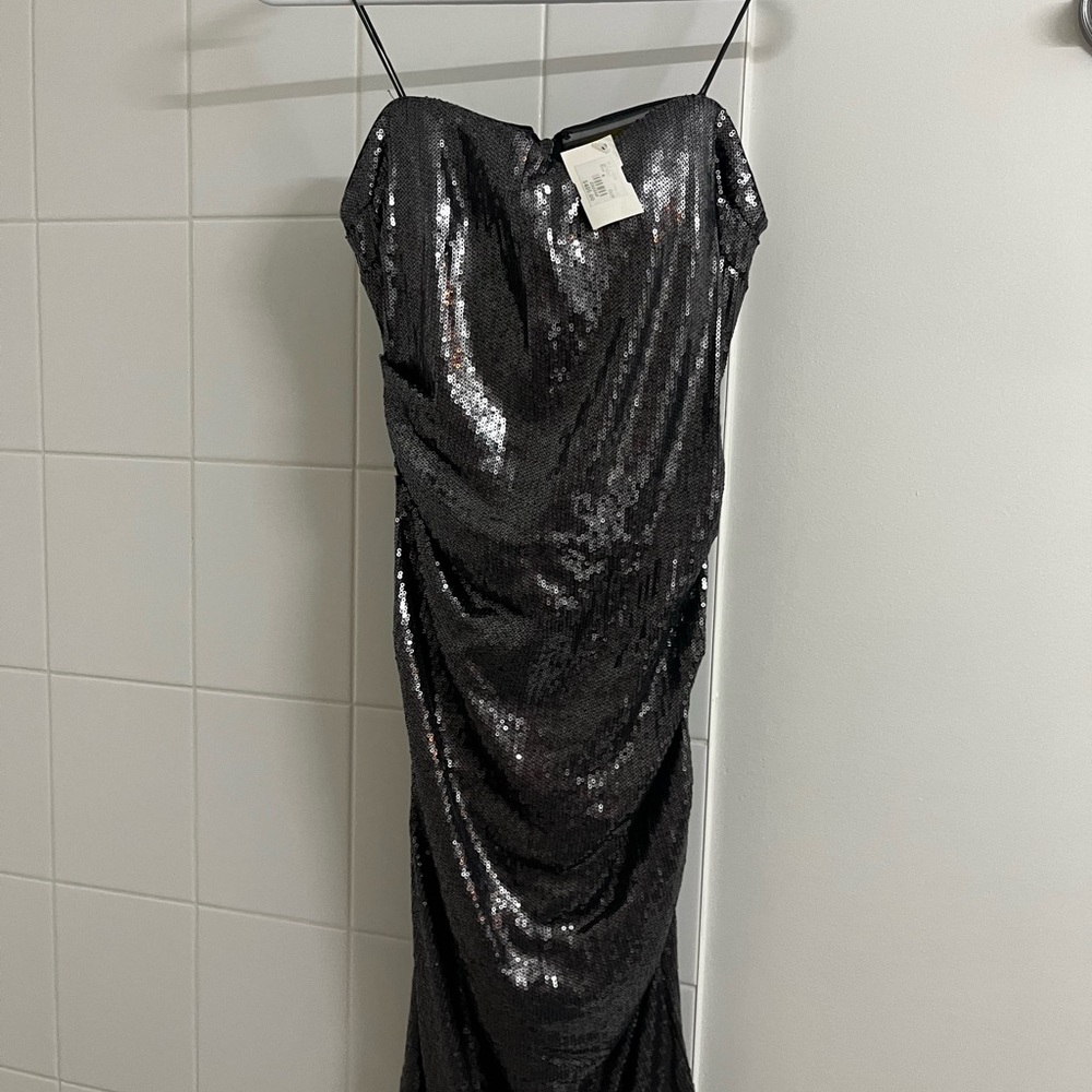 Nicole Miller Black Strapless Sequin Dress